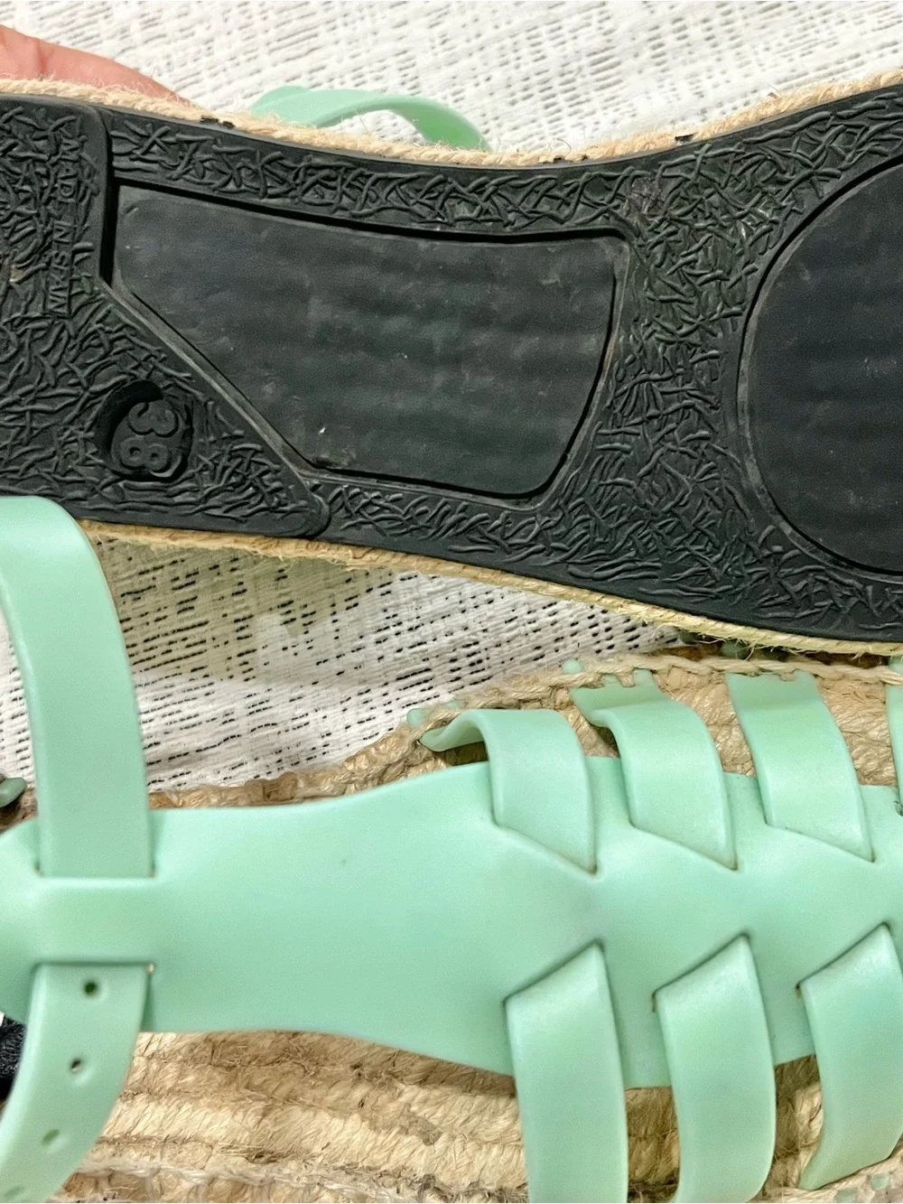 Miista Mint Green Woven Espadrille Sandals